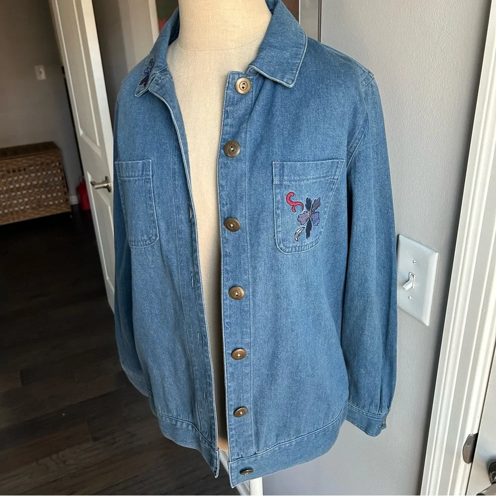 Vintage Breckenridge Embroidered Denim Shirt M/L Americana Western Y2K - Picture 2 of 10